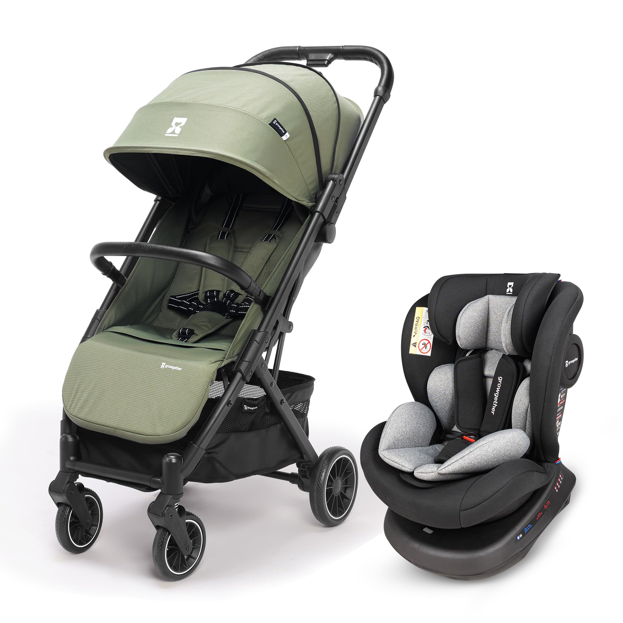 Velox Travel Stroller & RYDDA 360° Car Seat Combo | One-Hand Fold Auto-Lock Stroller Recline + 0-12 Yrs Smart ISOFIX, Side Impact Protection, 11-Headrest Heights EN1888 & TUV SUD Certified-image-3