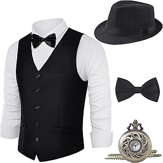 Sponsored Ad - BABEYOND 1920s Mens Gatsby Gangster Vest Costume Accessories Set Fedora Hat