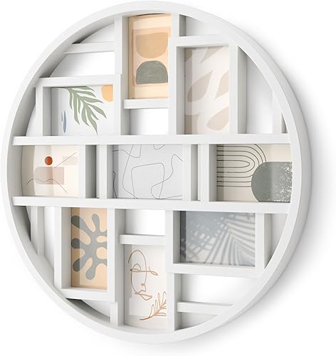 Umbra Luna - Marco de fotos para collage con capacidad para nueve fotos de 4 x 6 pulgadas, diámetro grande de 22 pulgadas, blanco