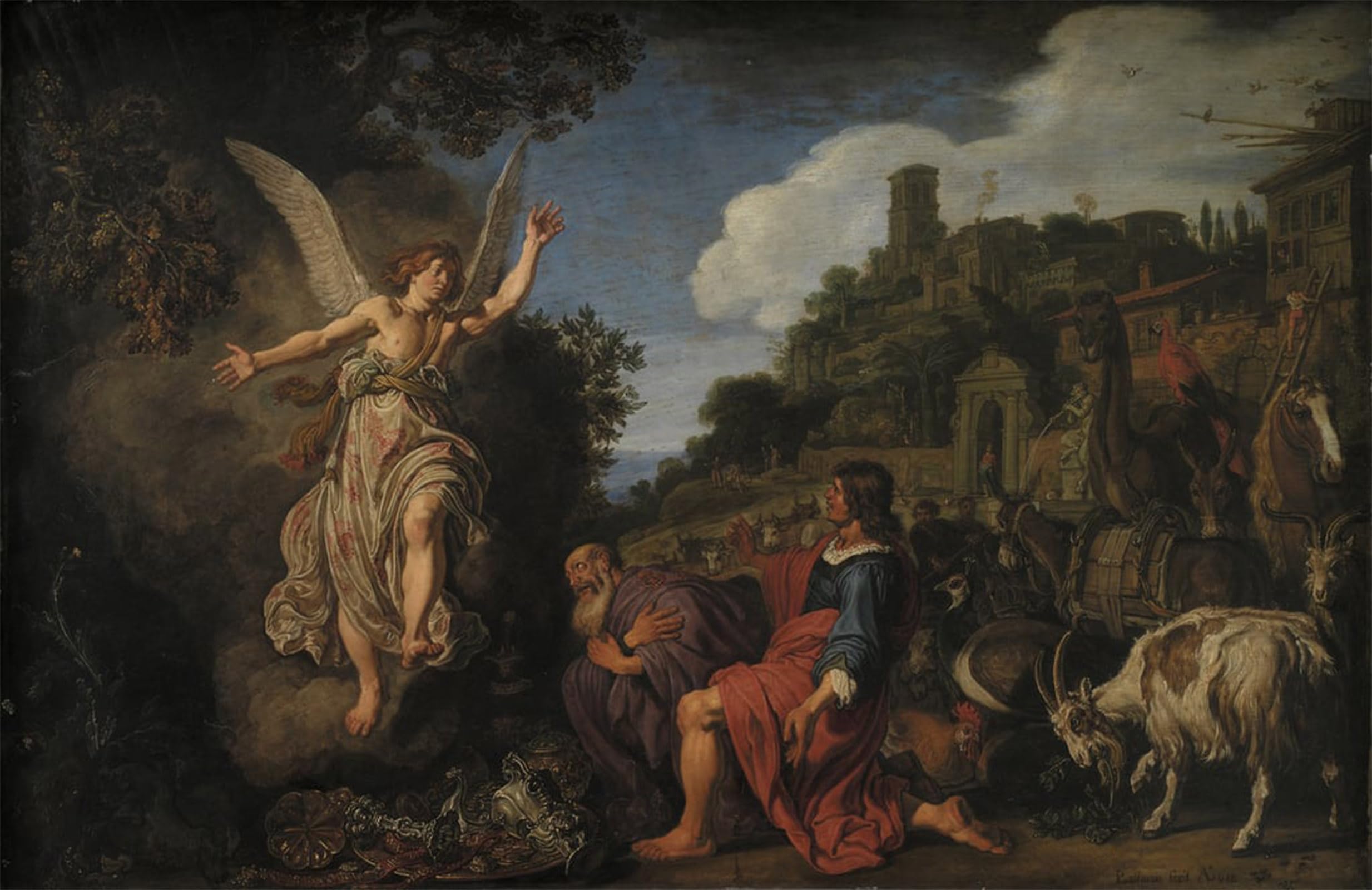 POSTERIIk Famous Print Pop Art Wall Art Graffiti the Angel Raphael Takes Leave of Old Tobit and His Son Tobias by Pieter Lastman Art Prints for Home Decor 60x90cm