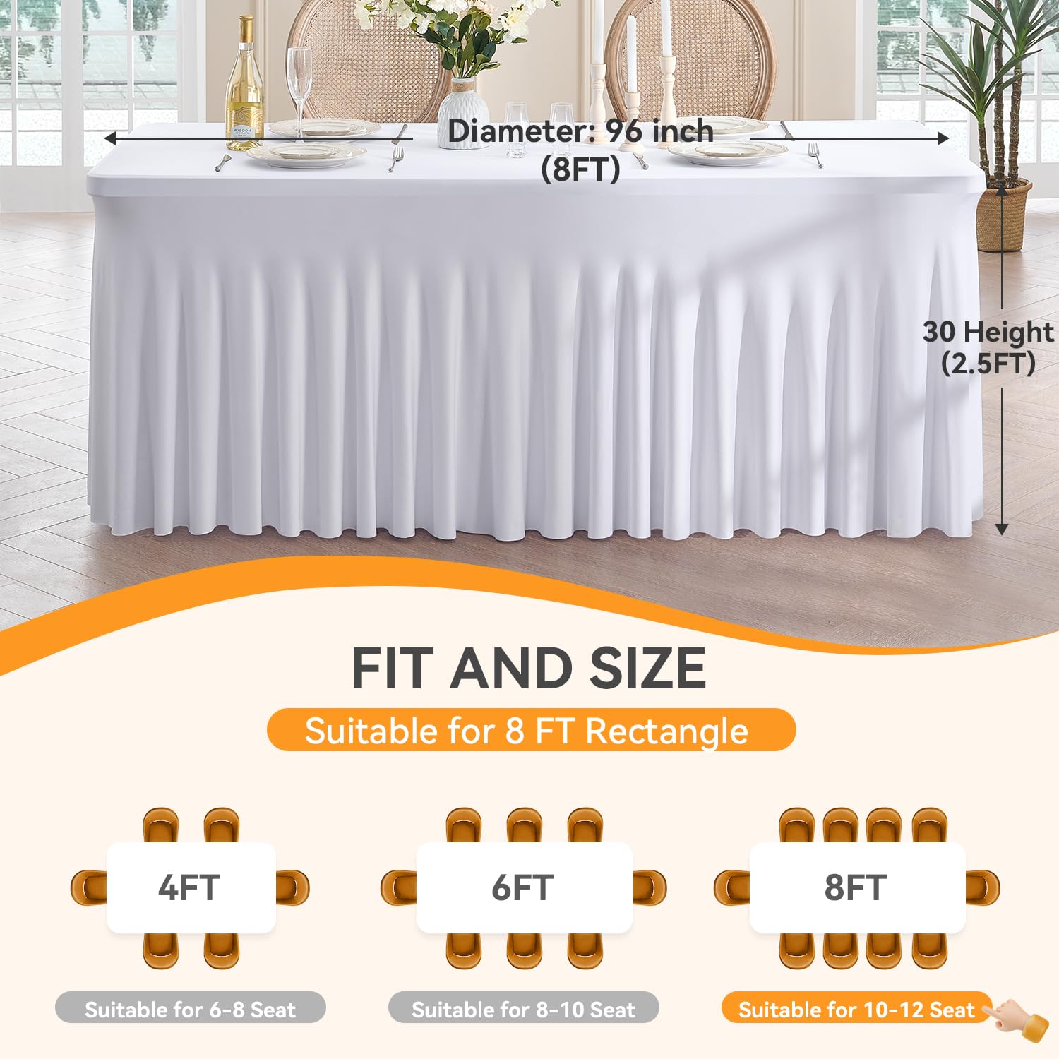 Amazon.com: Outpain 8ft Spandex Table Cloth for Standard Folding