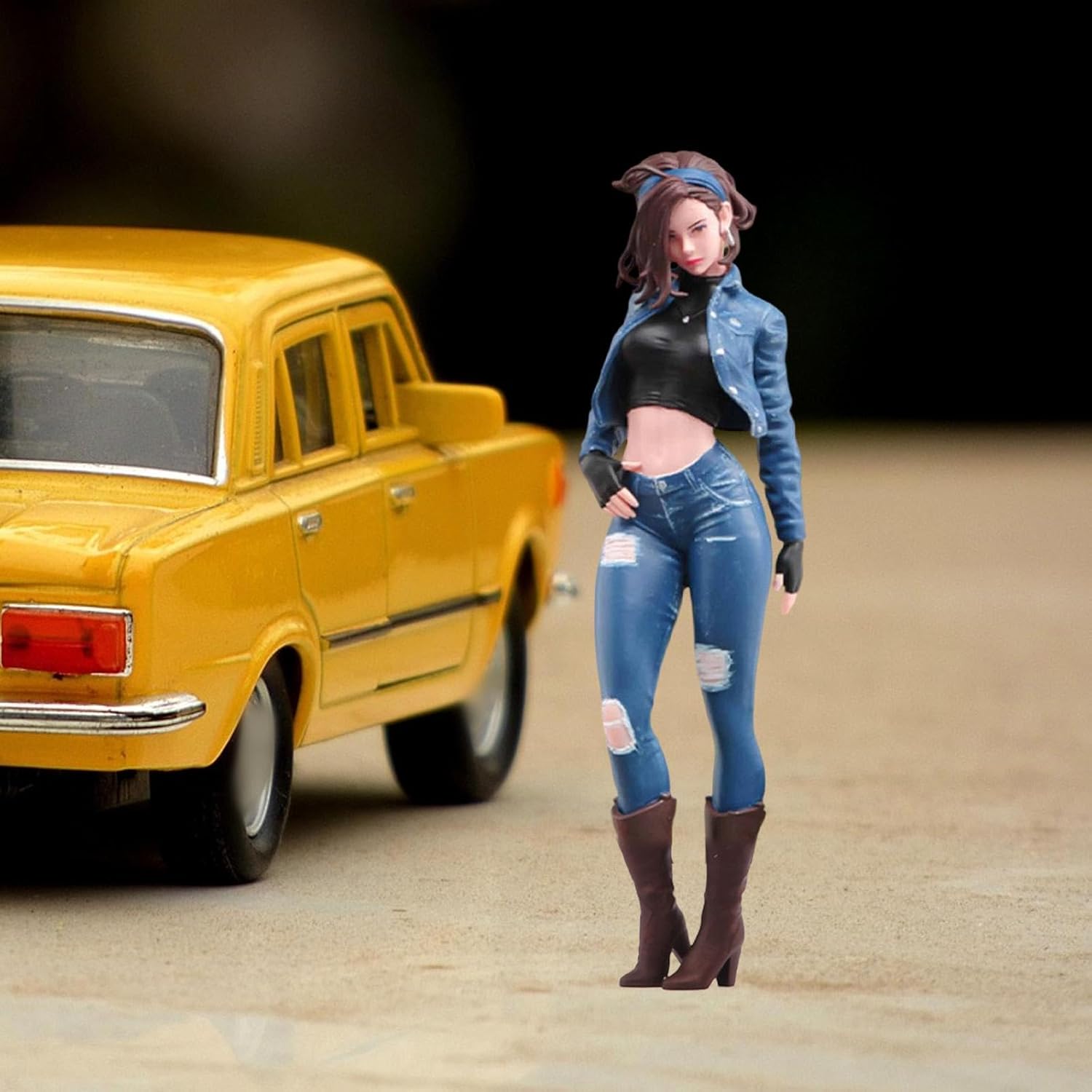 ミニチュアフィギュアモデル 女の子人形 模型アクセサリー レジン製作 手描き仕上げ 個性的デザイン 長期保存可能 趣味活動や自動車模