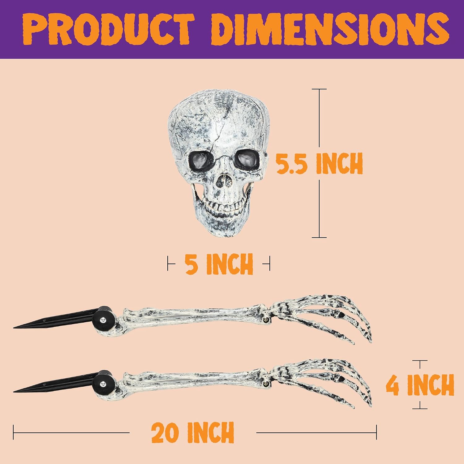 JOYIN Halloween Decorations Skeleton Stakes, Realistic Looking Yard Lawn Garden Stakes, Groundbreakers for Best Halloween Yard Decorations Outdoor Graveyard