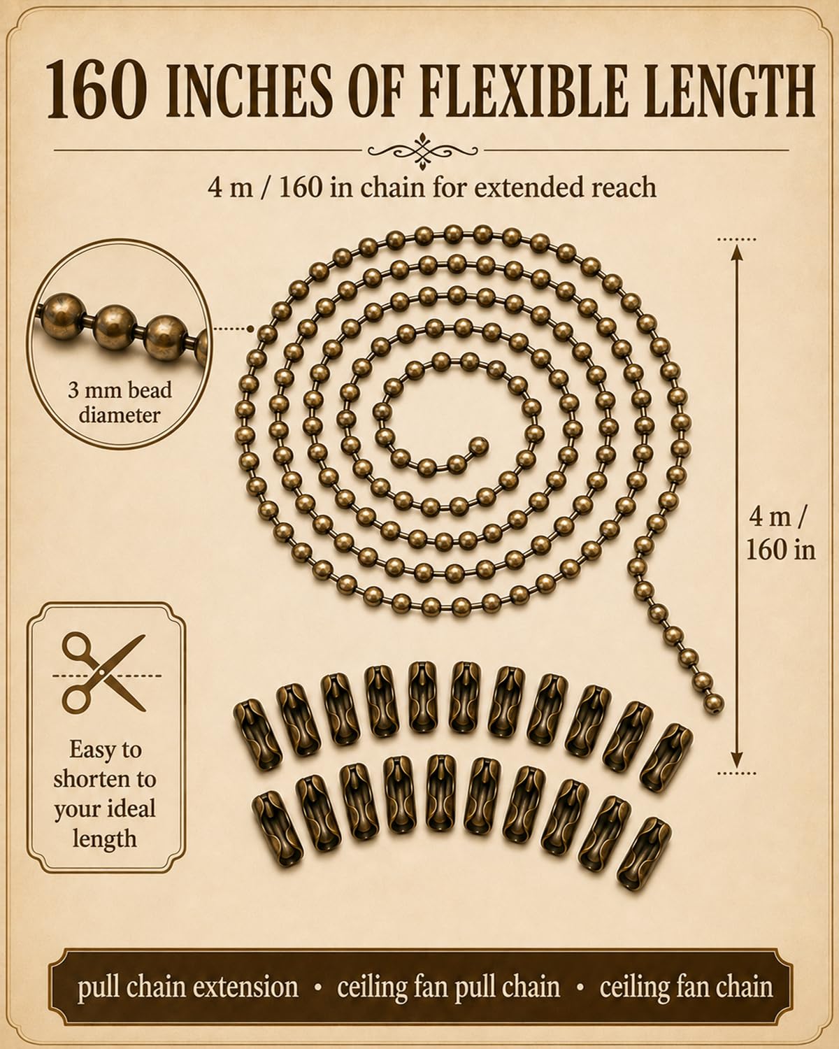 Ceiling Fan Pull Chain - 160 Inch Bronze -5