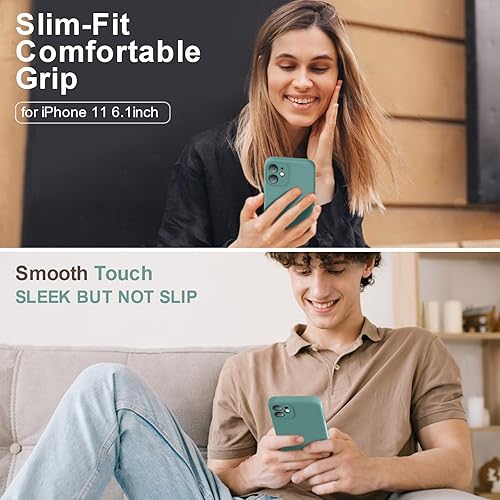 Miniatura 2 de Vooii Funda compatible con iPhone 11, silicona líquida mejorada con bordes planos, protección de cámara, forro de microfibra antiarañazos suave