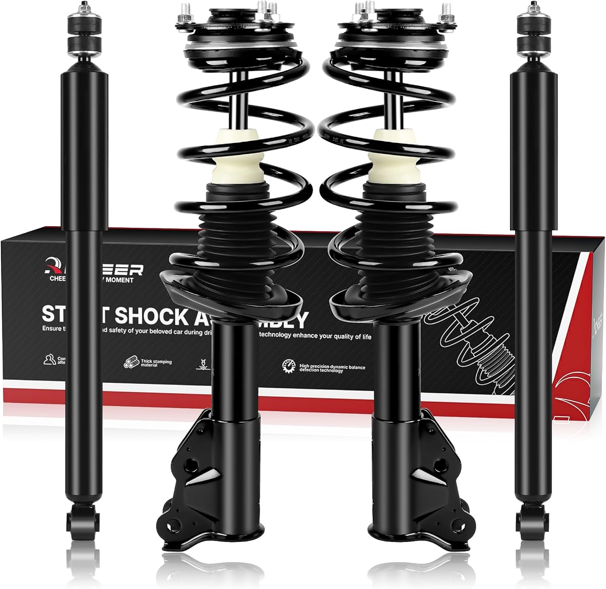 Richeer Front and Rear Strut Shock Assembly Compatible with 2006-2011 Civic | 4PCS Strut Shock Assembly Compatible With 2006-2011 Civic Acura CSX Shock Absorber Coil Spring Replacement 172286,172287,5609