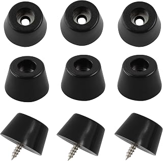 24Pcs Rubber Cutting Board Feet, 0.59" H x 1" W Round Furniture Feet Pads, Soft Non-Slip Bumper Feet with Stainless Steel Washer and Screws for Furniture and Appliances, Black