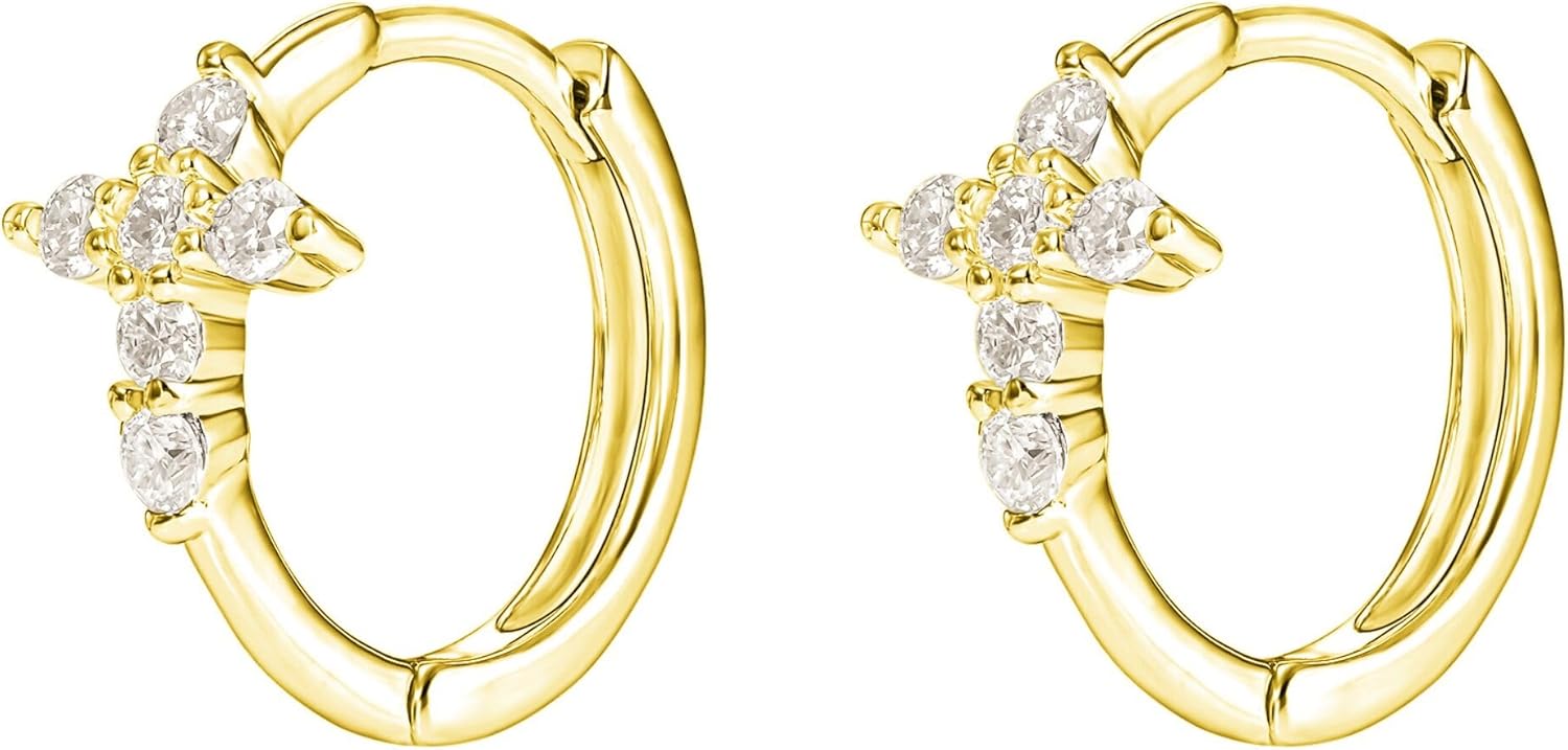 18K Yellow/White Gold Plated Silver Hoop Earring With Lab Grown Diamonds/Emerald/Blue Sapphire/Moissanite, Earring For Women, Gift For Her Jewelry For Women