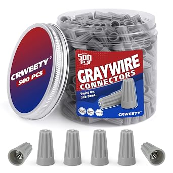 500 Pcs Gray Wire Connectors Nuts, 22-16 AWG Electrical Wire Connectors, Twist-on Electrical Wire Caps, Sturdy Wire Caps Insulated for Quick Connection