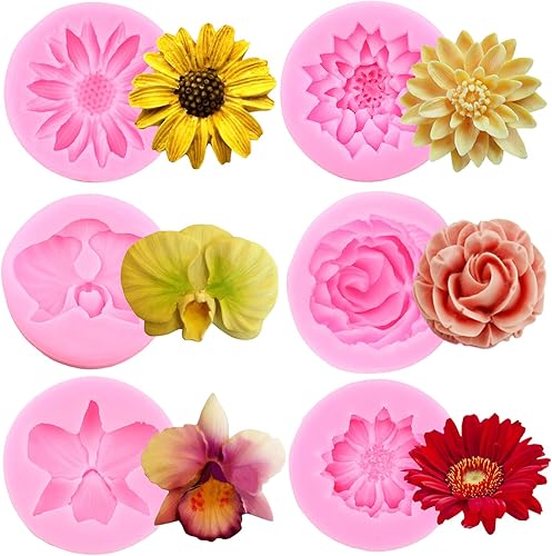 Moldes de silicona de flores de rosas, moldes para fondant, moldes de crisantemo, flores, chocolate, orquídeas, dulces, para decoración de pasteles