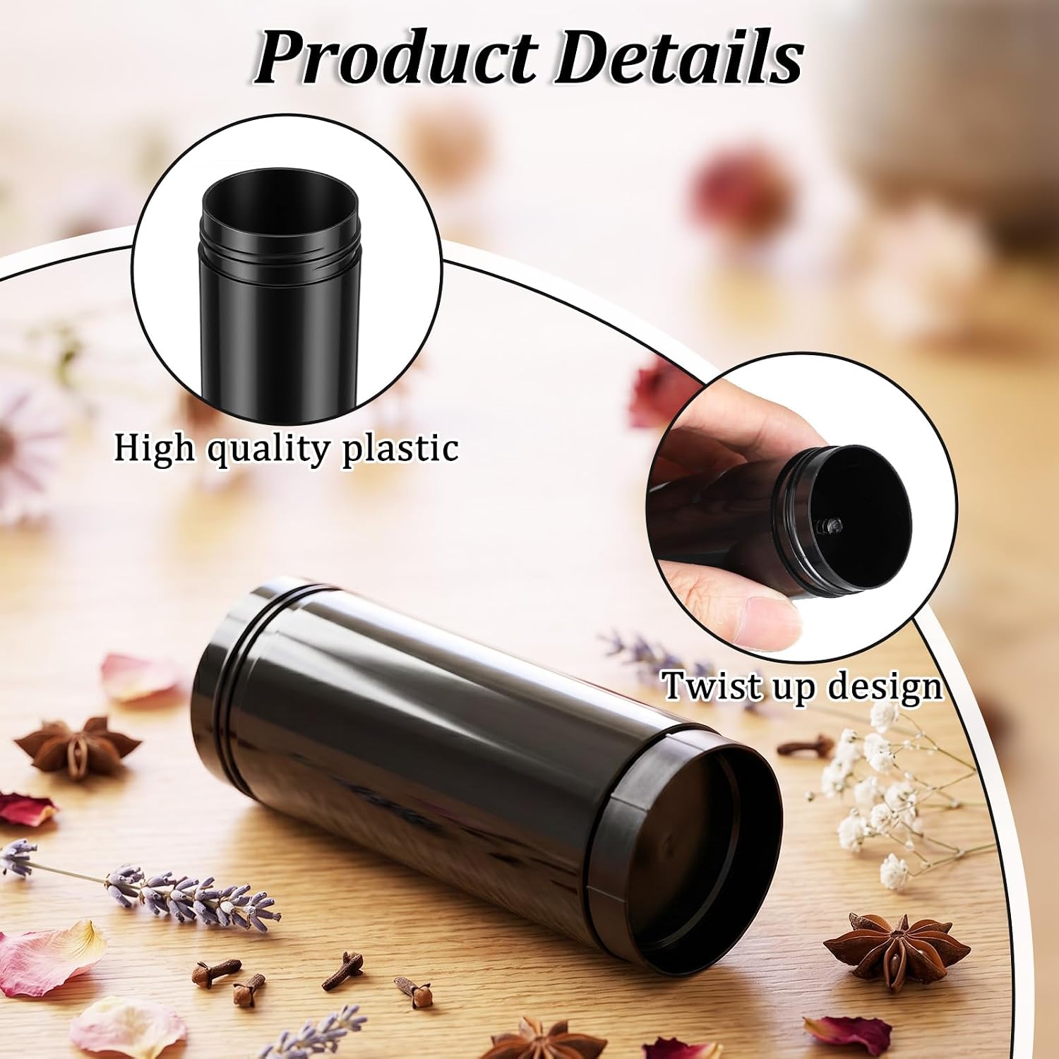 32 Pcs Black Plastic Deodorant Containers,2 oz/60ml Empty Round Twist-Up Solid Stick Tube Container for Homemade Deodorant,Shaving Soap Stick,Heel Lip Balm,Solid Lotion Bars-Top Filling