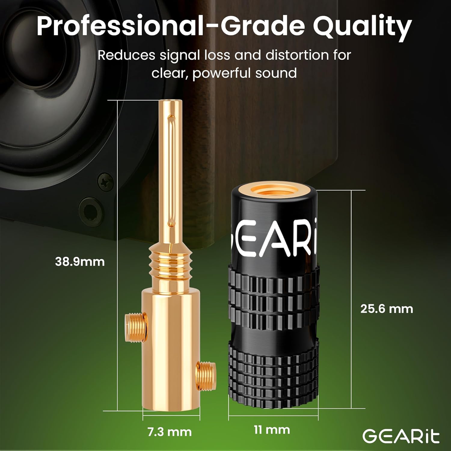 GearIT スピーカーワイヤー用バナナプラグ (6ペア、12個) ピンプラグクローズスクリュータイプ 24K金メッキコネクタ バナ