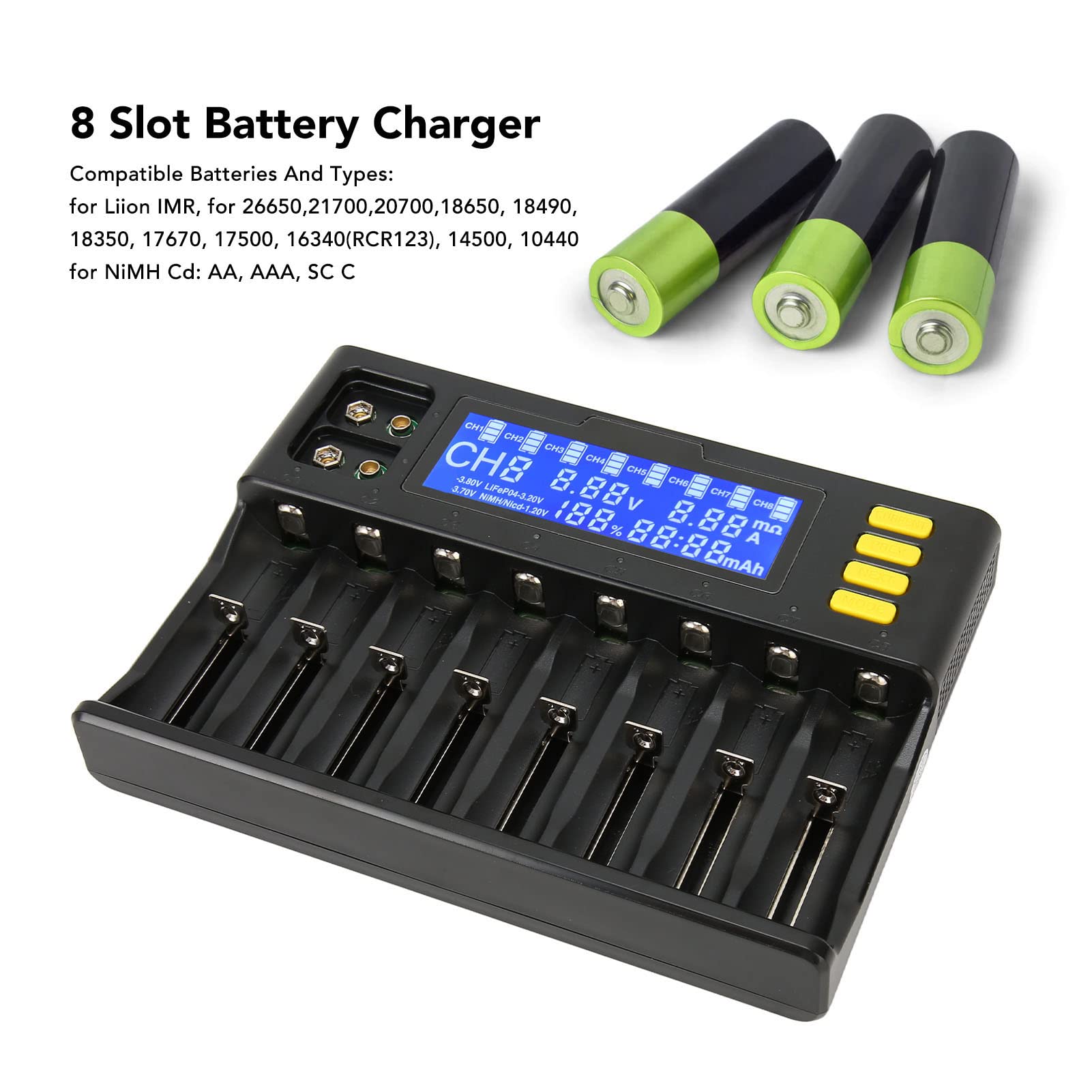 Amazon | 21700 バッテリ充電器セット、過充電保護 8 スロット 18650