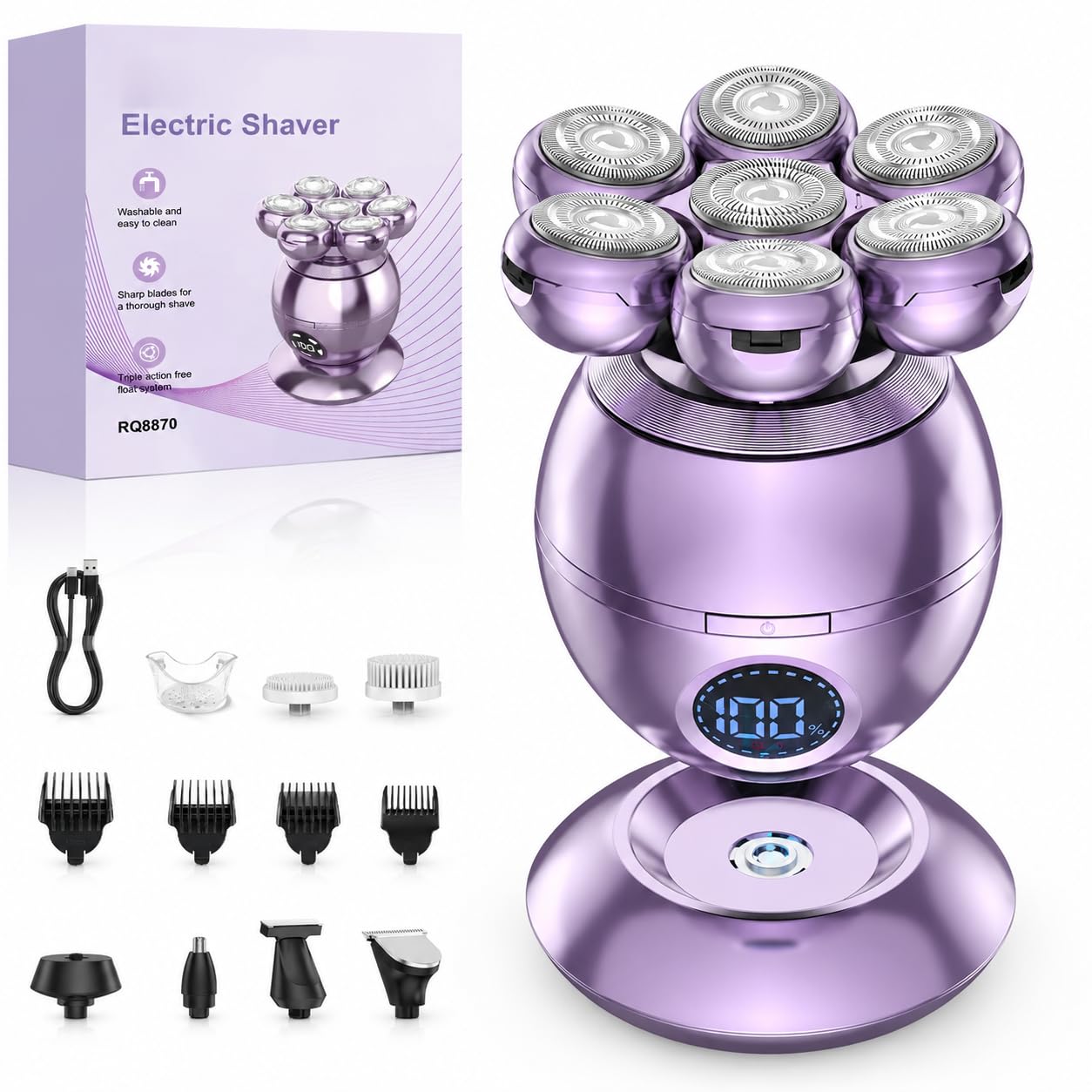 UpperX 7-in-1 Electric Razors for Women legs, 7D Floating Head Shaver