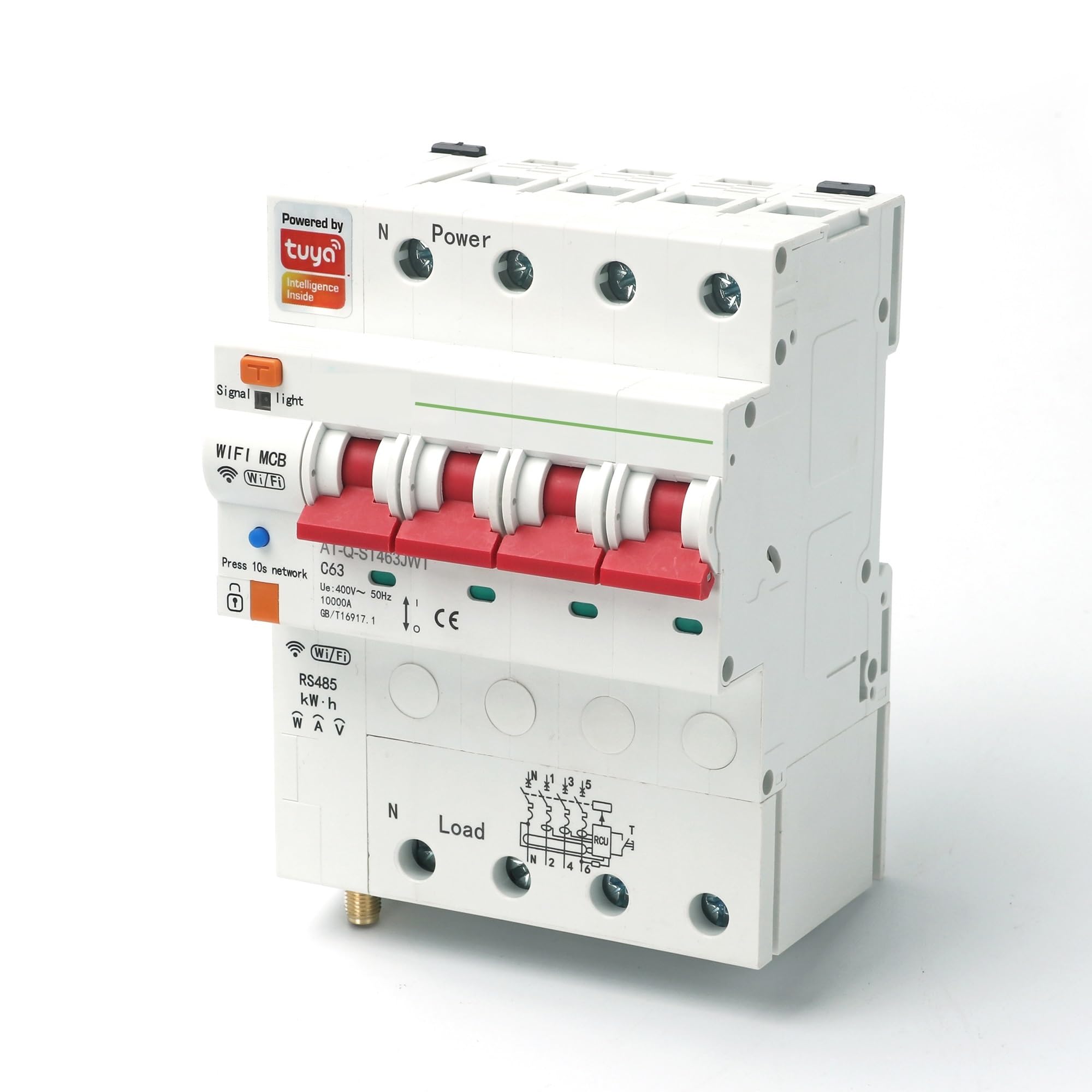 TUYA-medidor de energía inteligente monofásico, Kwh, monitoreo de medición, disyuntor, relé temporizador con protección contra fugas, 80A - Medidor eléctrico(Option 4)