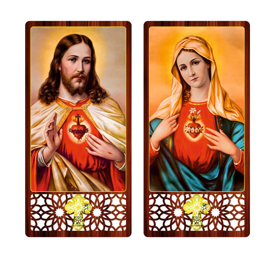 Casa Rica jesus christ virgin mary photo frame painting wall hanging home decor for wall 24"x 24" inch set of 2 mdf (SAF003) laser cut