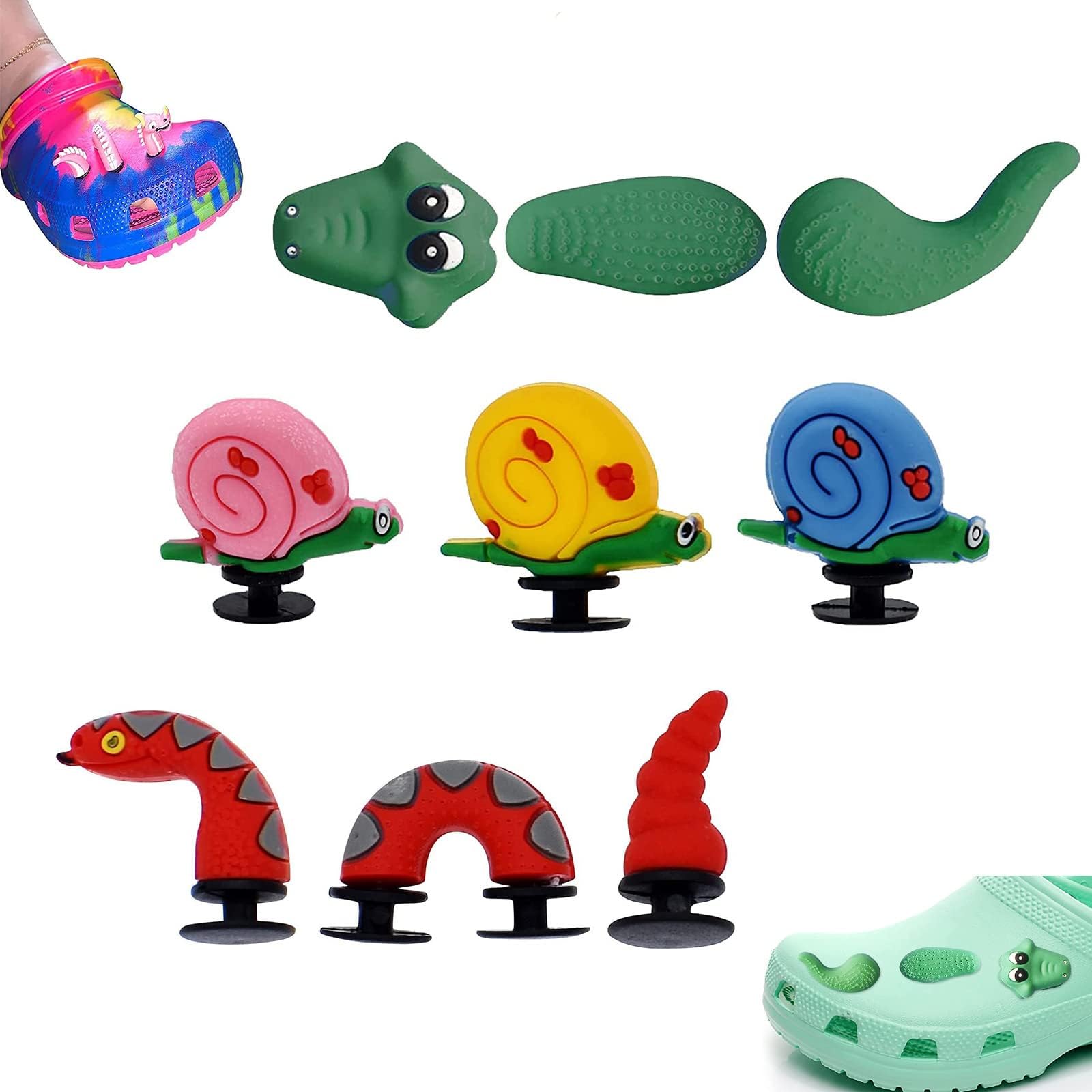 gushi 3D Shoe Charm,Anime Shoe Charm,Crocodile Shoe Charm,Cartoon Shoe Charms,Crocs Accessories Shoe Charms,Cute Hole Shoe Charm Decoration,Fashion Trend Hole Shoe Matching (C)