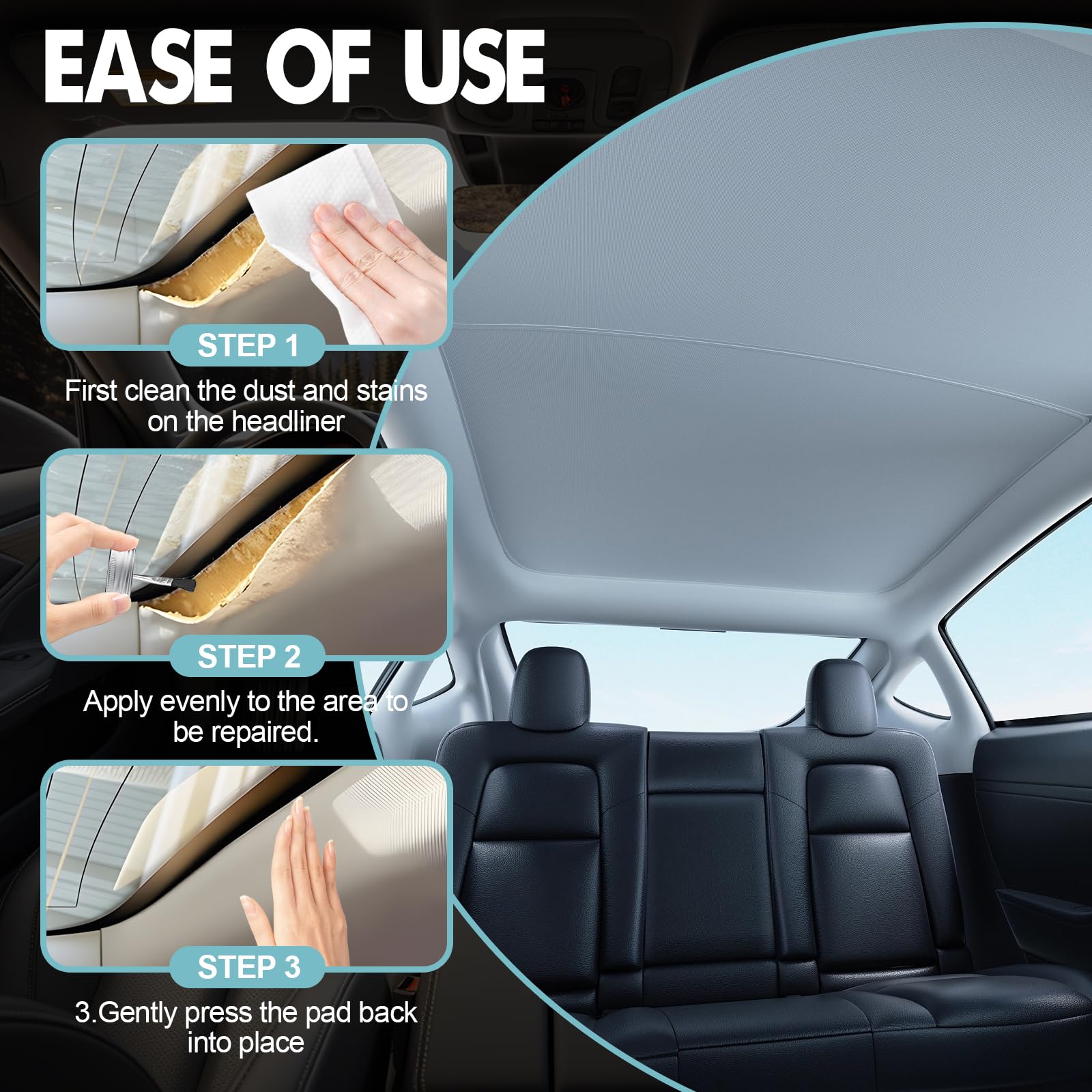 Colla per Cielo Auto, colla per Tessuti Auto, Colla per Alte Temperature Tessuto Auto Cielo, Collas per Tappezzeria Auto per Pelle, Schiuma, Tessuto, Forza Adesiva Super Forte, -20°C A 90°C