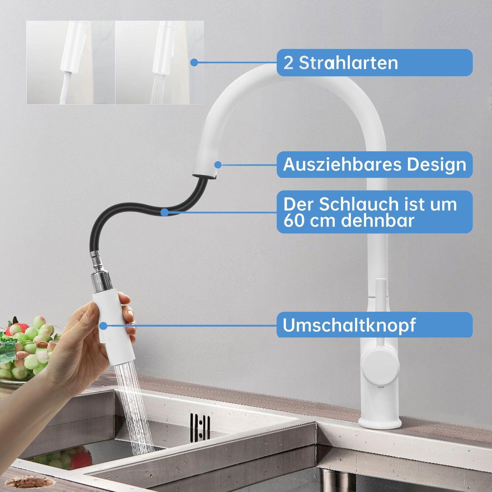 Miscelatore Cucina con Doccia Estraibile Rubinetto Lavello a Due Getti Rubinetti Cucina in Acciaio Spazzolato Girevole a 360° | Leroy Merlin Miscelatore Cucina con Doccia Estraibile Rubinetto Lavello a Due Getti Rubinetti Cucina in Acciaio Spazzolato Girevole a 360° | Leroy Merlin