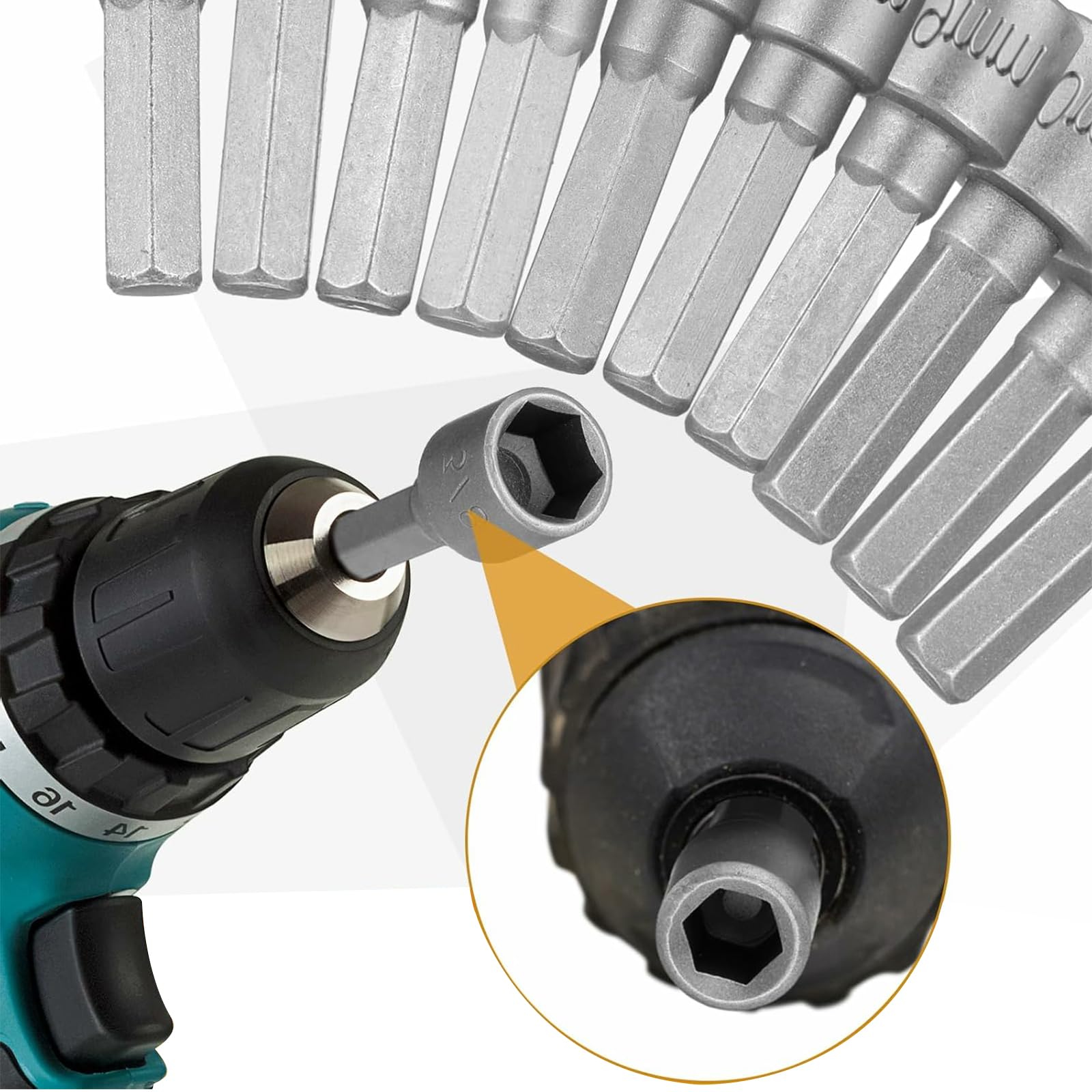 Hex Drill Bits Tools, 9 Pcs 5-13mm Magnetic Hexagon Socket, Hex Shank Magnetic Nut Setter Driver, Hex Drill Bits Sets, Powerful Socket Combination Quick Change Metric Nut Driver Set - Image 2