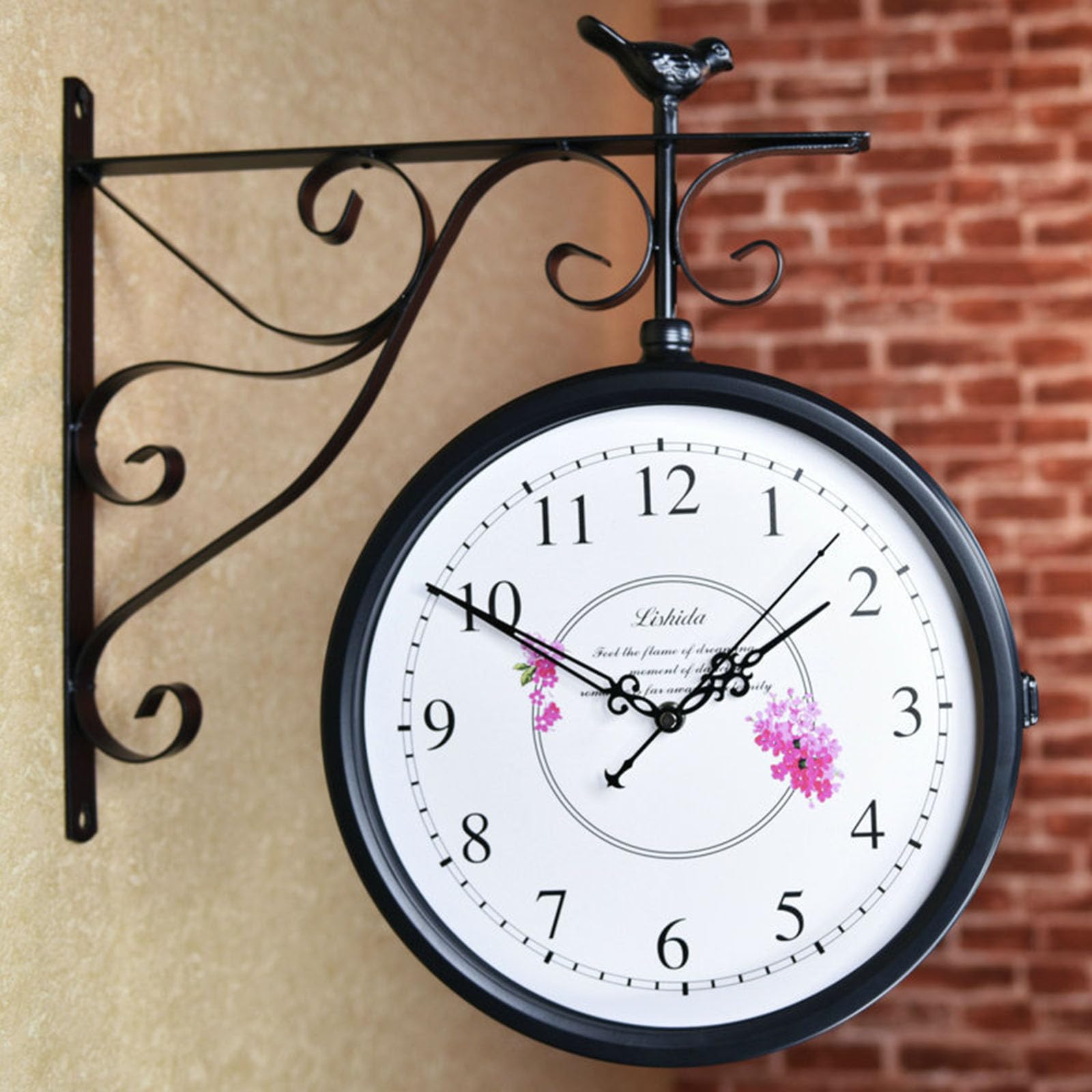 Reloj de pared de doble cara vintage para la decoración del hogar