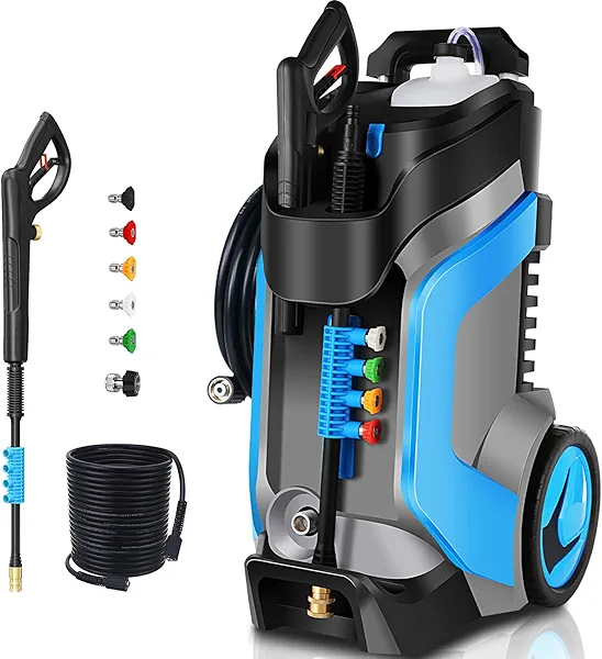 commowner Electric Pressure Washer 5000PSI 4.0GPM Power Washers with M22-14mm Pressure Hose 33FT, Power Sprayers High Pressure with 1/4" QC Compatible Surface Cleaner for Home Cars Driveways, Dblue