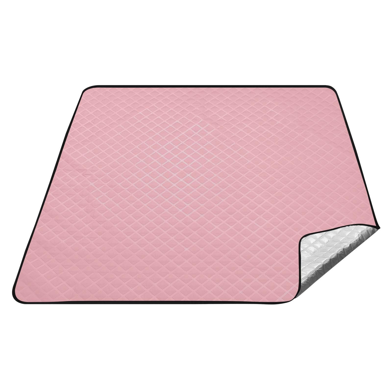 Juego de picnic impermeable de color rosa claro, color liso, XXL, accesorios de picnic al aire libre para artículos de picnic en el suelo, manta para picnic