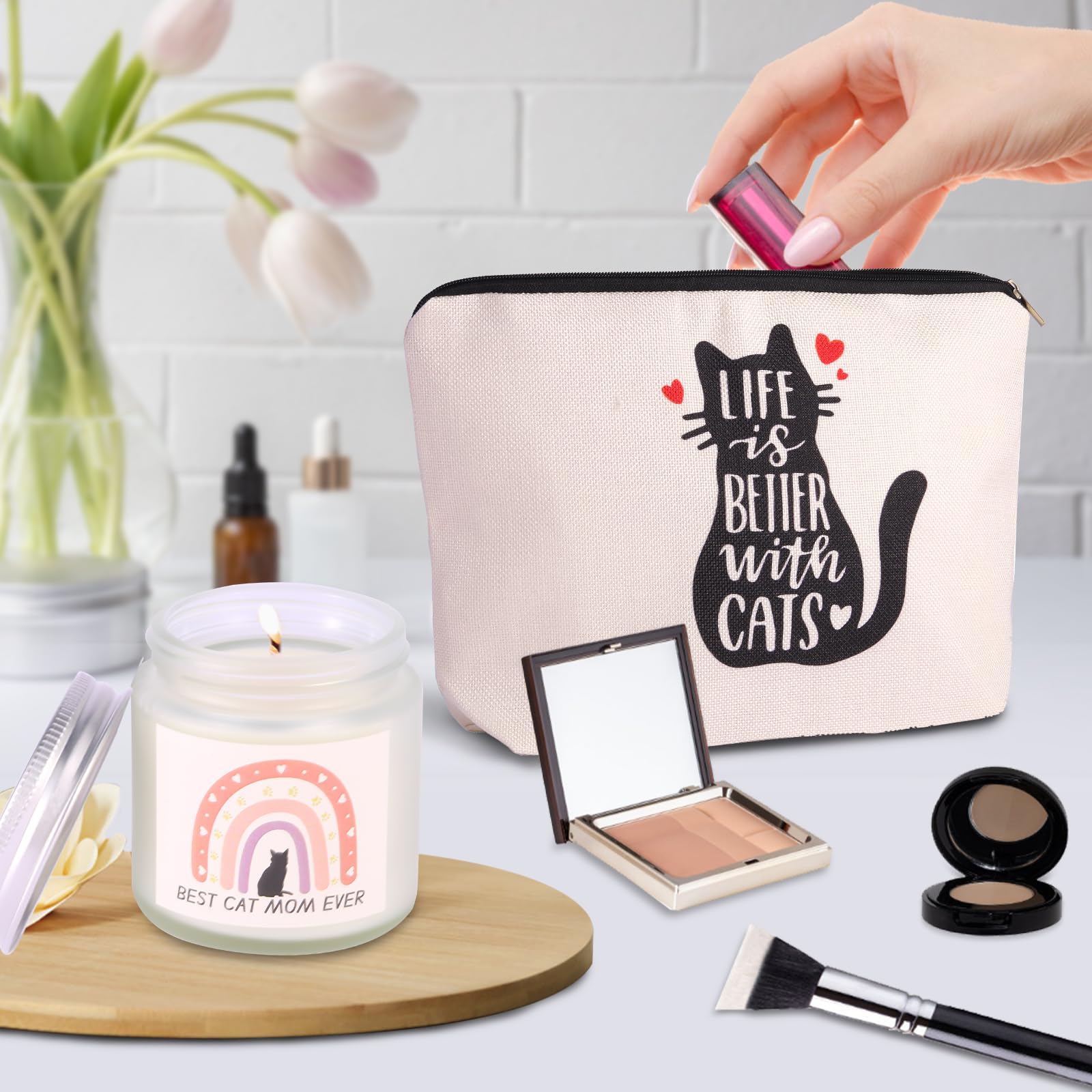 Regalos para amantes de los gatos para mujeres, caja de regalo para Navidad, Día de la Madre, cumpleaños, regalos temáticos de gatos para gatos locos, novias, hijas