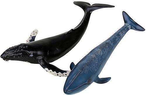 Miniatura 2 de Gemini&Genius - Figura de acción de ballena jorobada, juguetes de animales marinos de orca y pez negro, tiburón de goma suave del océano, ideal para