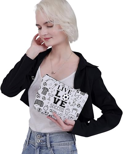 Miniatura 8 de CMNIM Regalos de fútbol, bolsa de maquillaje para jugadores de fútbol, regalos para amantes del fútbol, regalos para fanáticos del equipo, regalos