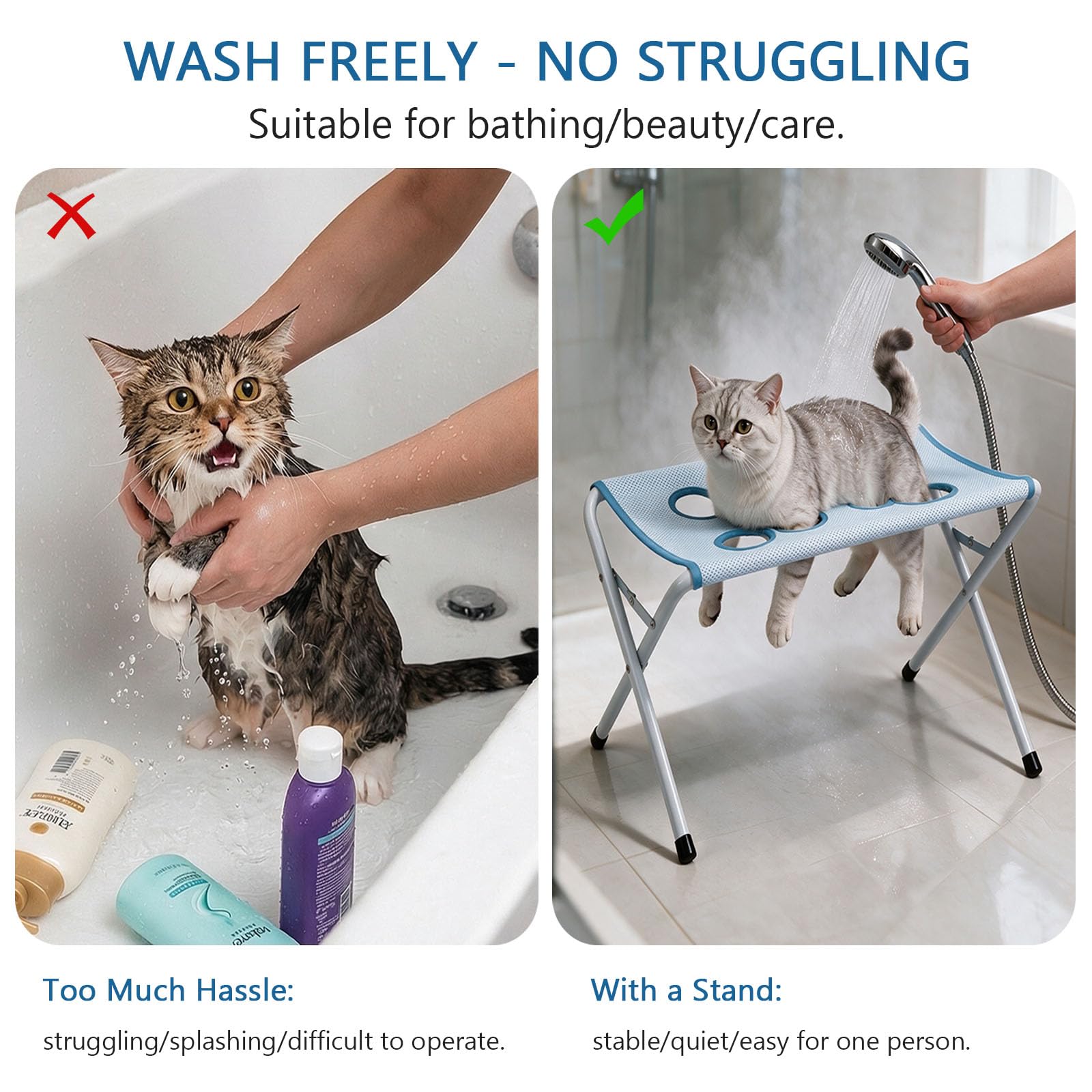 Table de Toilettage pour Chien Chat, Support de Bain Toilettage Pliable