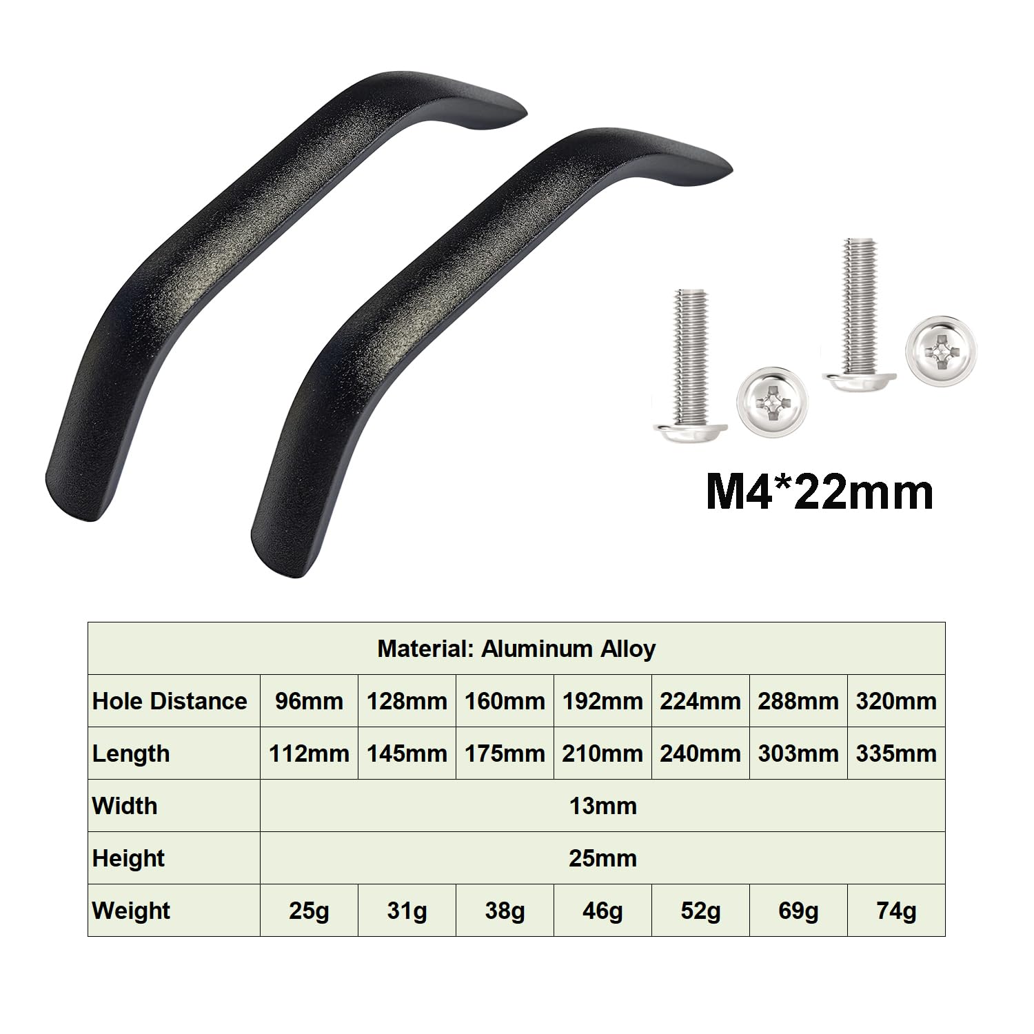 Dreneco 2 Pcs Poignee De Meuble Cuisine 288mm Entraxe De Trou Noir Poignee De Porte Meuble Poignée De Alliage De Aluminium (Vis Inclus