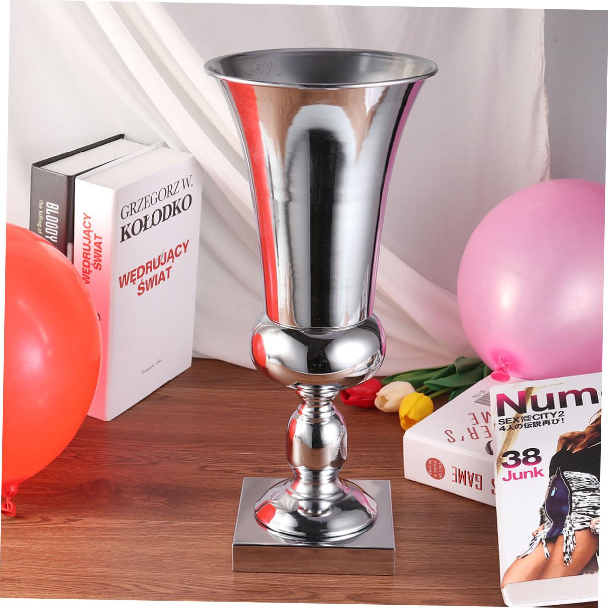 Alipis Jarrón Decorativo de Hierro y Metal Plata para Centros de Mesa Boda Diseño Elegante y Capacidad para Colocarse en Mesa o Suelo en Decoración de Bodas