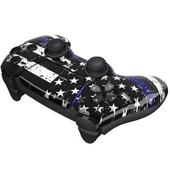 Custom Controllerzz Blue Line Controller & Case Bundle Includes Custom Wireless Controller for PS5, PC & Controller Stand