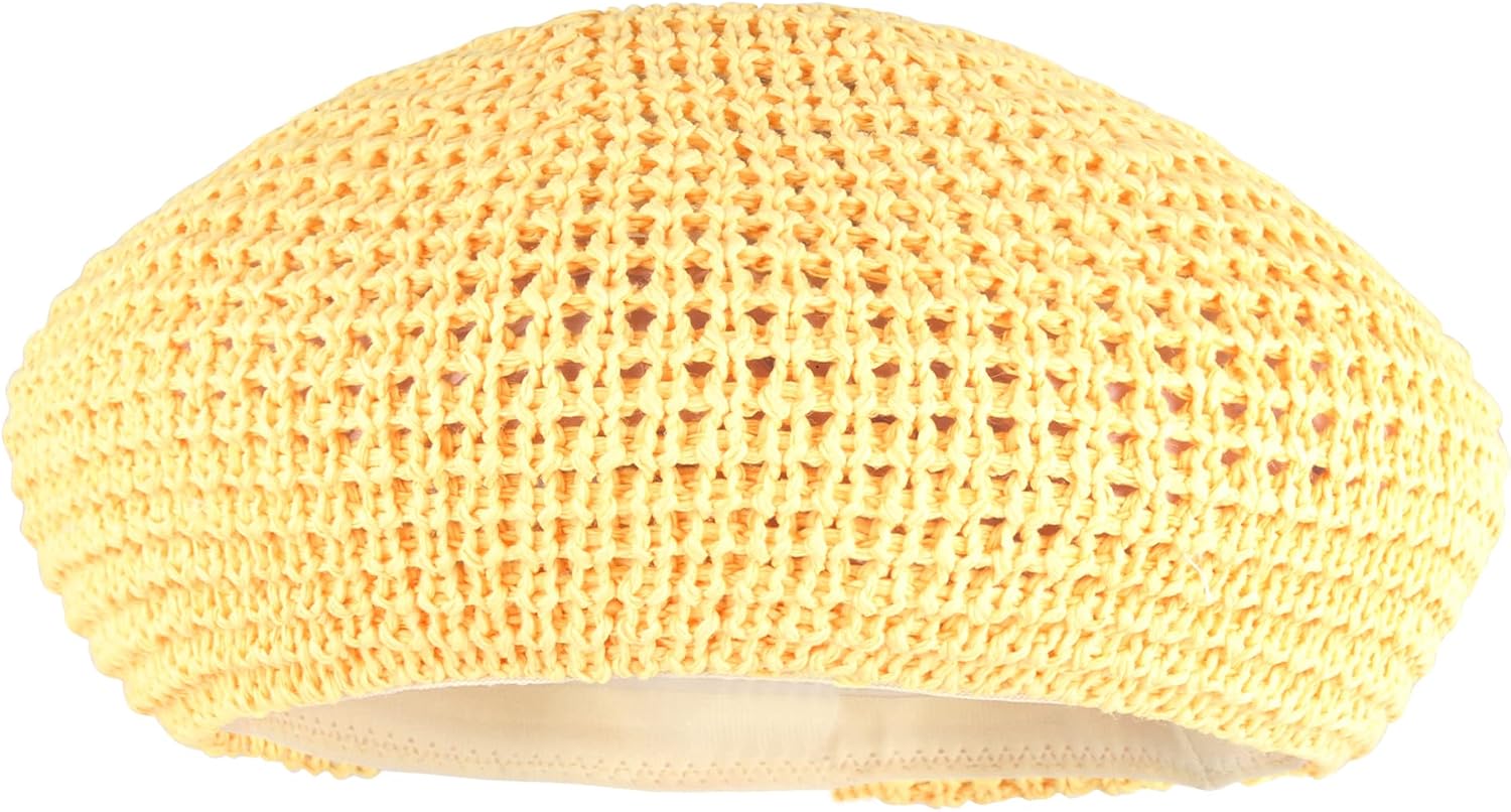 Minache Summer Crochet Beret Hats for Women Hollow Out French Beret Hats Solid Color Artist Painter Beret