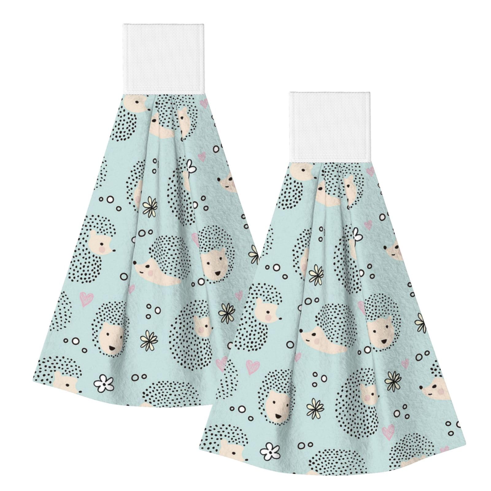 DOPKLNA Many Hedgehogs, 2 Pcs Hanging Coral Fiber Hand Towels for Bathroom, Absorbent Kitchen Towels