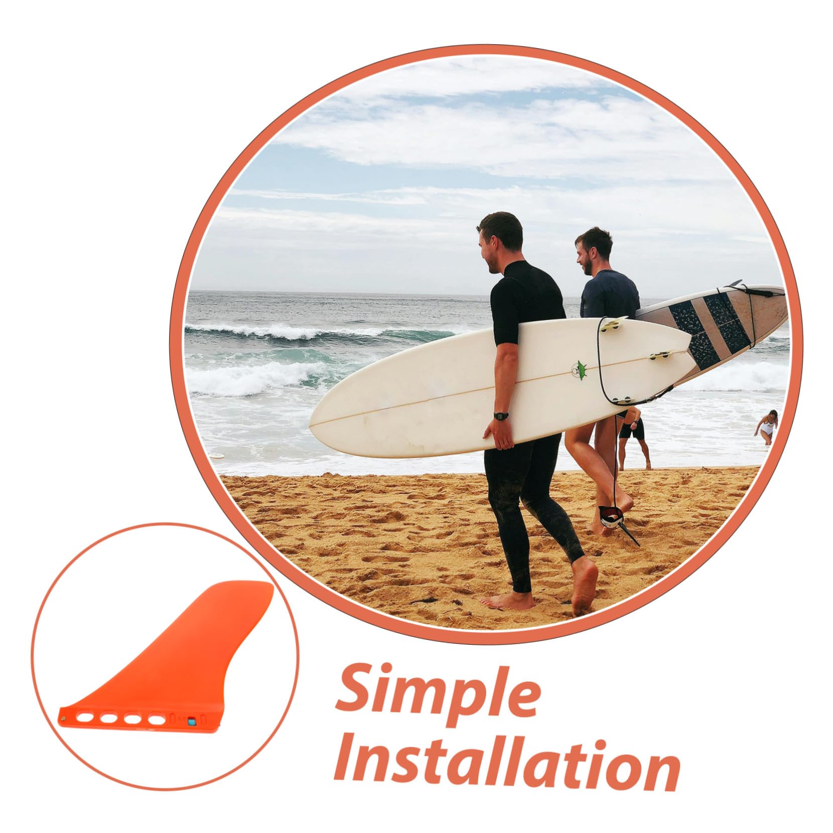 Aileron de Planche de Surf Orange Amovible, Stabilisateur d'eau pour Paddleboard, Diviseur d'eau Profilé en Matériau Robuste, Accessoire de Remplacement pour Planche à Pagaie,