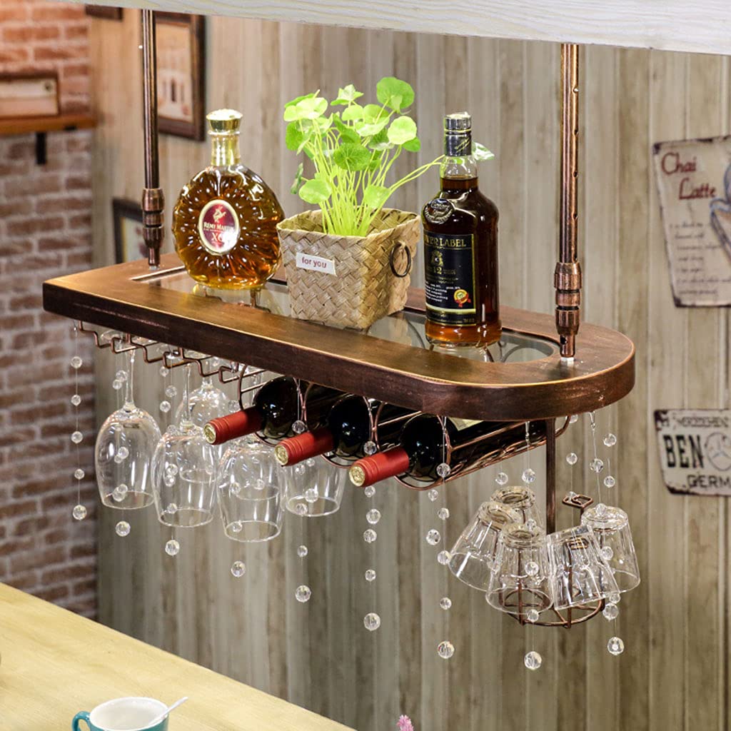 BotelleroSoporte para Copas de Vino de Metal montado en la Pared | Regalo Decorativo de Almacenamiento de Corcho de Vino | Soporte para Vino Colgante | Portabotellas Estante de Vidrio Fácil