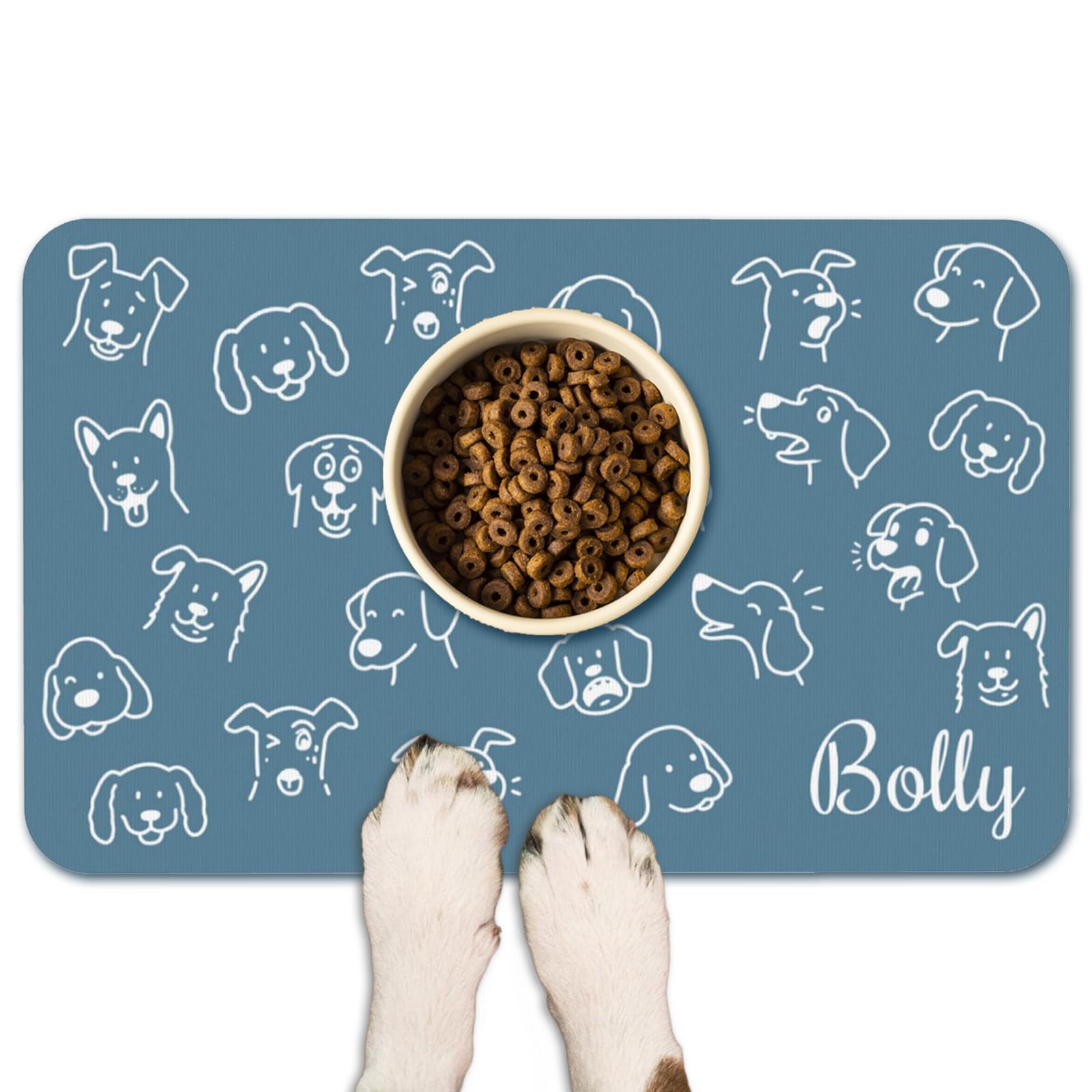 Naispanda Personalized Cat Bowl Mat Dog Food Bowl Mat Pet Feeding Mat Custom Pet Placemats for Food and Water Cat Eating Mat Anti-slip for Floors Waterproof
