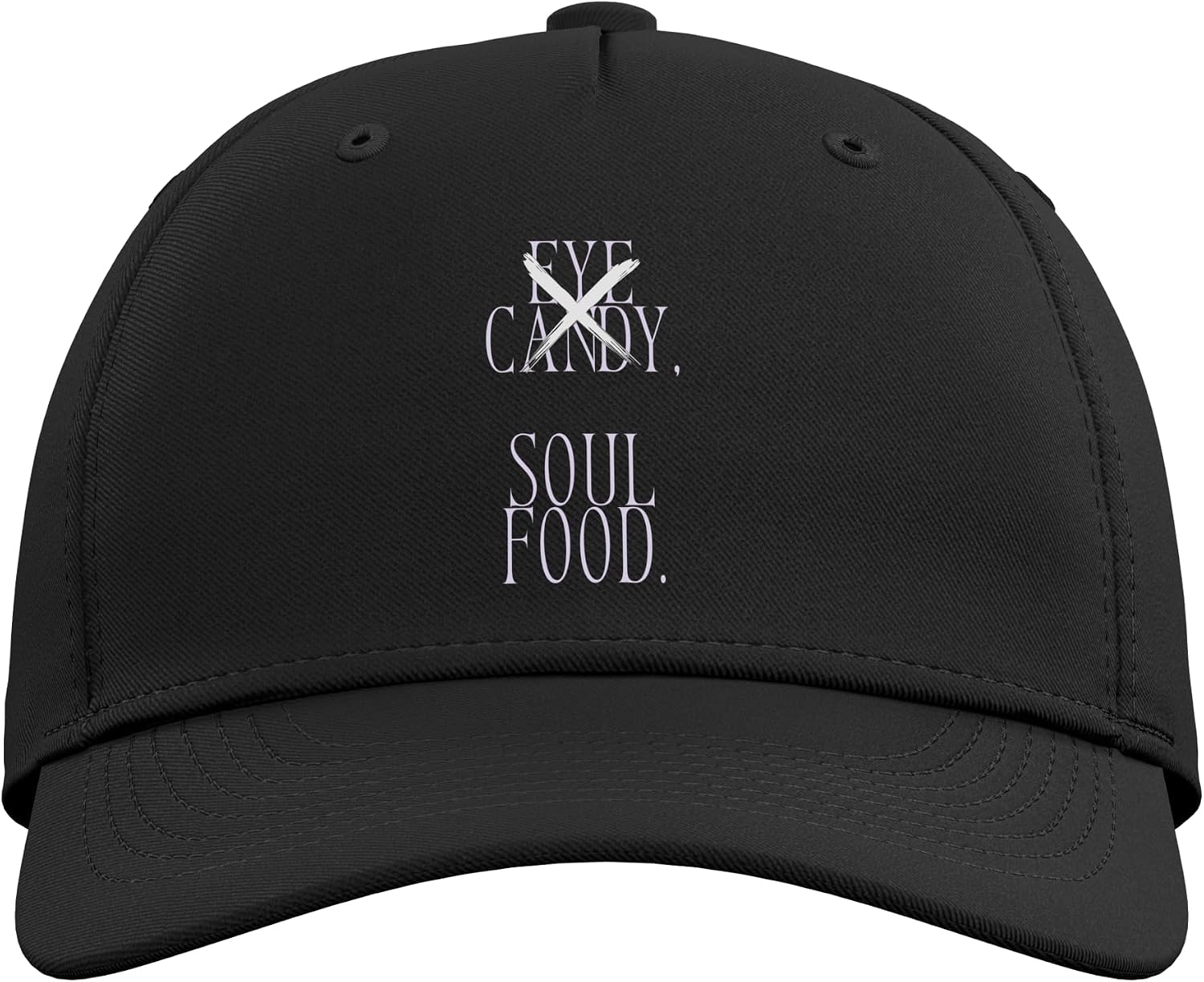Mens Women Light Purple Not Candy But Food WHT Graphic Adjustable Baseball Hat image 2