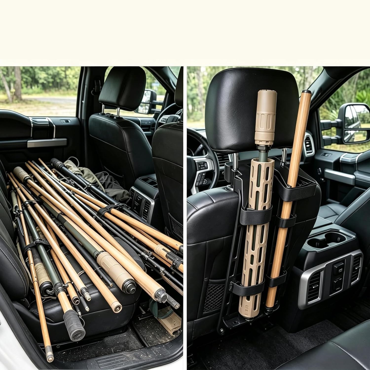 Universal Seat Back Gun Rack,Adjustable Vehicle Guns Holder,Seat Back Easy to Install Vertical Guns Holder,Auto Front Headrest Mount,Secure Storage for Trucks,Cars