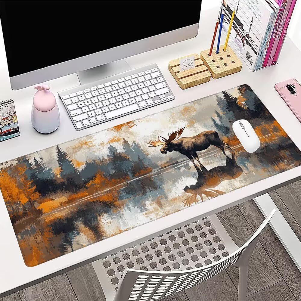 Tappetino Mouse Gaming xxl Accessori Scrivania Ufficio Grigio Cervo Grande Tappetino Mouse e Tastiera Sottomano da Scrivania, Gaming Accessori pc 1200x600x3mm Base Antiscivolo, per PC Laptop d-677