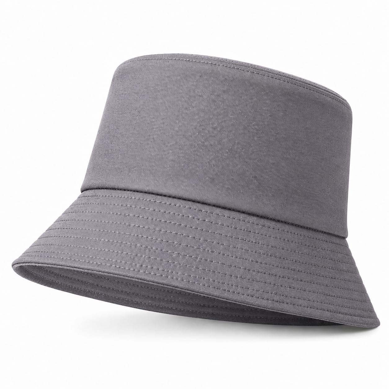 Truebuy Unisex Grey Bucket Hat Sun Protection Hat Lightweight Cotton Wide Brim Summer Hat For Men Women Packable Fishing Hiking Travel Festival Beach (Grey)