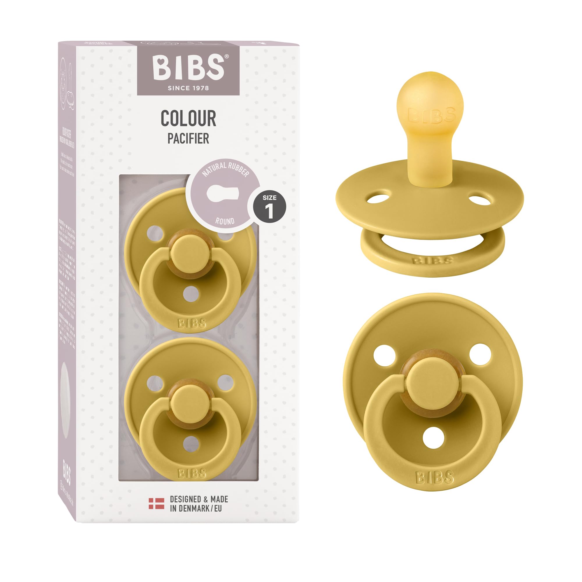 BIBS Colour Paquete de 2 chupetes. Libre de BPA, Tetina redonda. Látex natural, Talla 1 (0-6 meses), Baby Blue/Baby Blue — view 64
