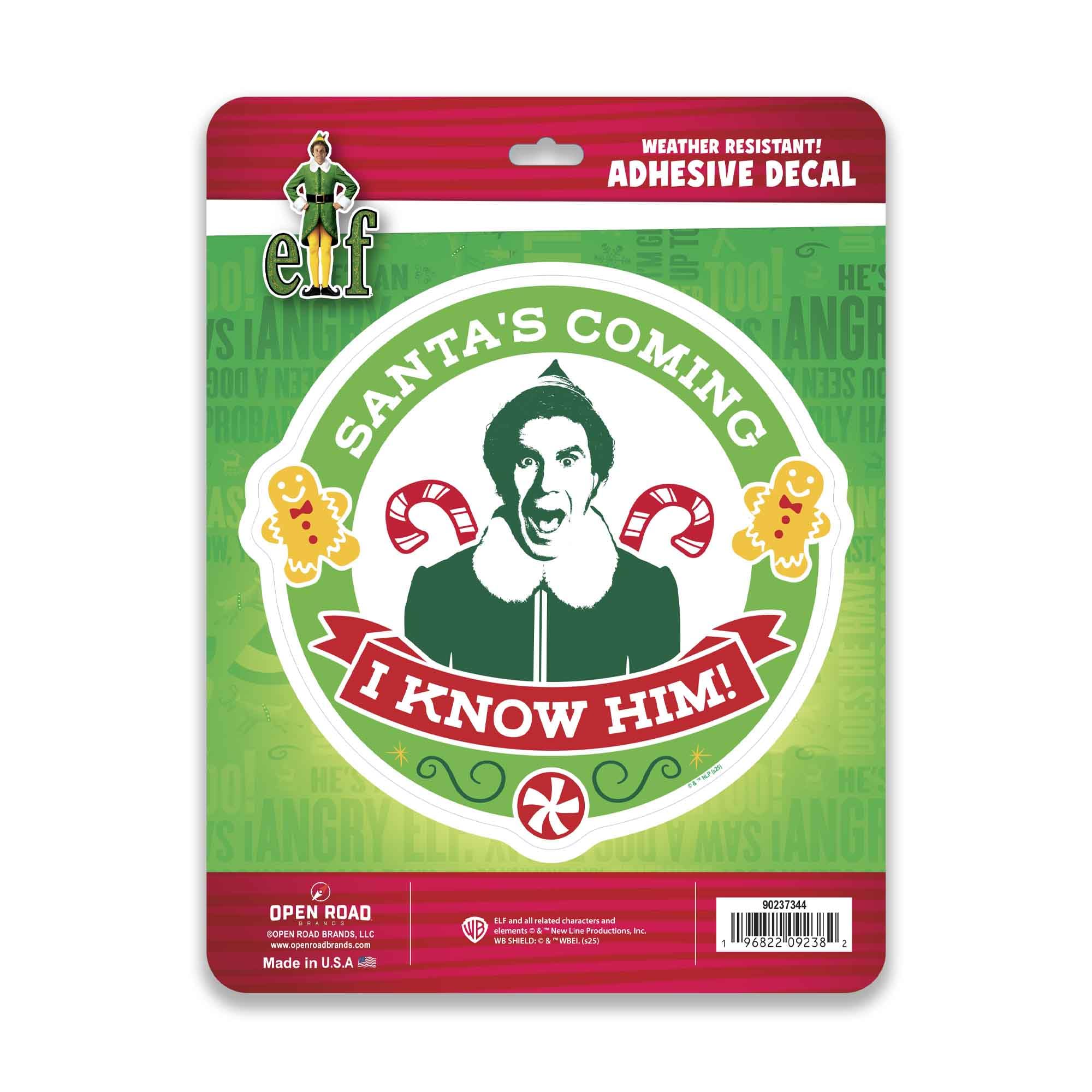 Autocollant vinyle Santa's Coming I Know Him pour deco Noel
