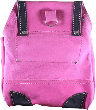 RAVEN Pink Leather Tool Pouch | 9 Pockets & 2 Hammer Holders | 13 (33.02 cm) x 9.5 (24.13 cm) | Ideal for Construction & Roofing Professionals