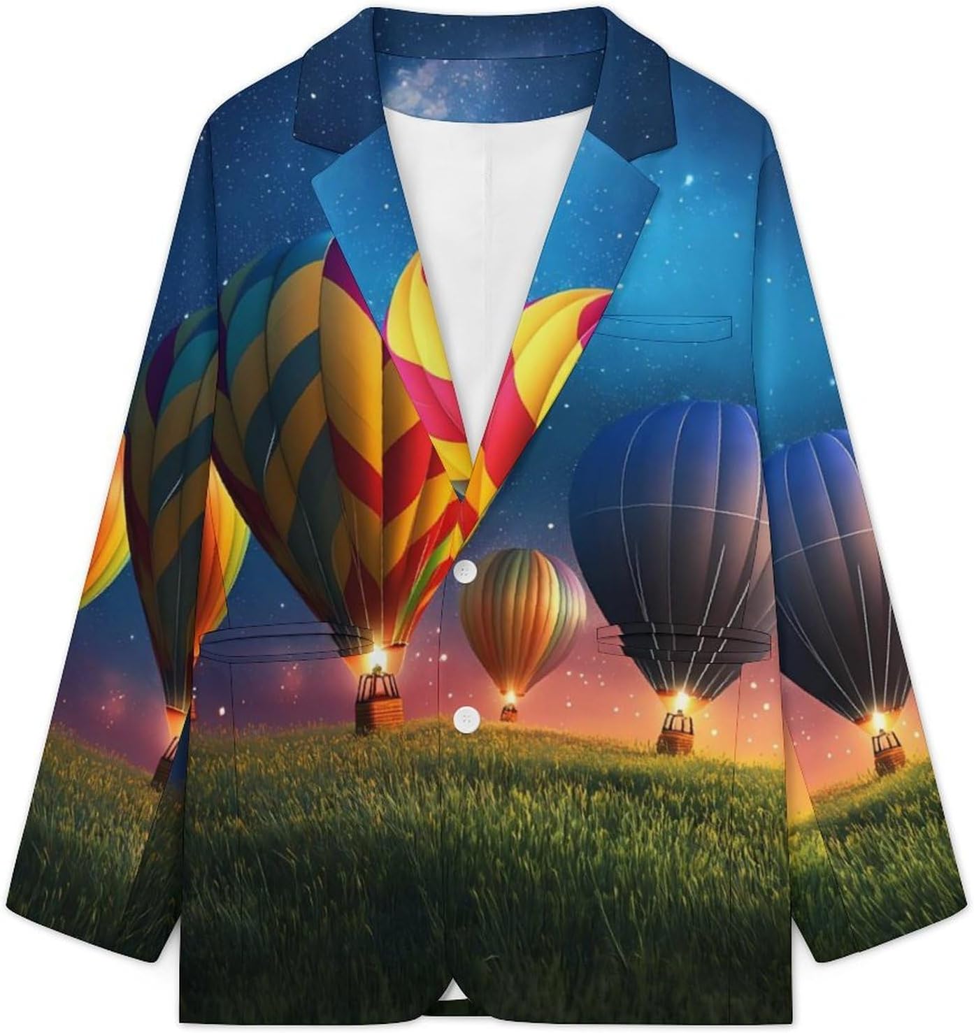 Hot Air Balloons Glowing Mens Casual Blazer Two Button Lightweight Sport Coat Suit Jacket