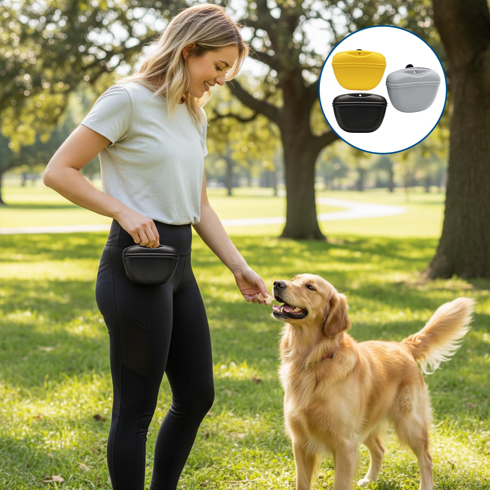 3 Stück Futterbeutel Hundetraining, Leckerlitasche Für Hunde Mit Clip, Silikon Futterbeutel Hund Für Outdoor Und Spaziergänge, Schwarz Grau Gelb