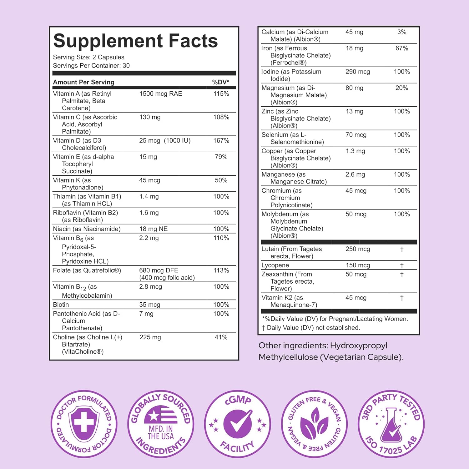 Premom Prenatal Vitamins for Women, 27-in-1 Womens Prenatal Multivitamin & Mineral Supplement, Pregnancy Essentials, 680mcg 5-MTHF Methylfolate, 225mg Choline, & Iron, 60 Veggie Capsules, Lemon Scent