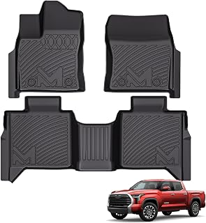 TPE Automotive Floor Mats Custom for 2022-2026 Toyota Tundra (Only for CrewMax Cab), All Weather Cover Protection Waterproof Black Floor Liner Front & Rear Row Full Set Car Mats, 3PCS